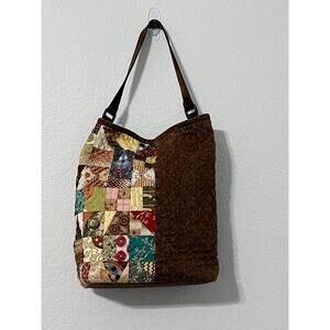 Quilted Patchwork Hobo Handbag with Leather Strap